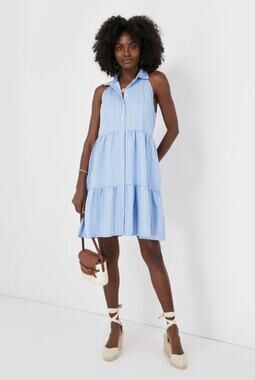 Tuckernuck Pomander Place Seersucker Striped Sailor Mini Dress Blue Size Small